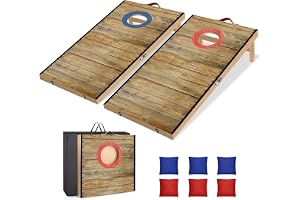 NZQXJXZ Cornhole spelset, 6 m x 0,4 m massivt trä premium majshålbrädor | Med 6 bönpåsar och en bärväska, utomhus majskastning spelset för familj och vuxna