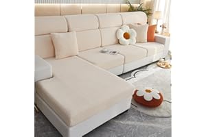 SHANNA Ajustable Funda Sofa 3 2 1 Plazas Chaise Long, Funda para Sofa Cubre Elástica Resistente al Desgaste, Universal Protector de Asiento Fundas de Cojín (Tejido Albaricoque, Cojín Respaldo)