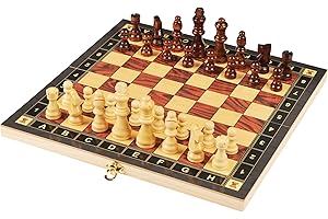 rparty Tablero Madera Ajedrez Magnetico,3 EN 1 Ajedrez y Damas Backgammon en Estuche con portátil de Tablero Plegable para niños y Adultos 30X30 cm