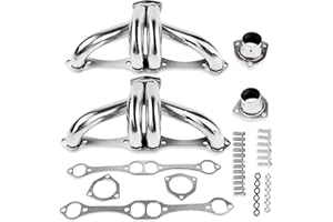 CERTIFIED AUTOMOTIVE EXPERTS Center Dump Block Hugger Headers for Gen 1 SBC 265 283 302 305 327 350 400 V8 Stainless Steel 3 Bolt Shorty Style for Street Rods 1955 1956 1957 Chevy Hot Rod Swaps Not for Side or Clamshell Mounts
