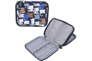 Teamoy Custodia Impermeabile Organizzatore Cerniera per Crochet Ganci e Accessori, Cats Blue(No Accessori Inclusi)