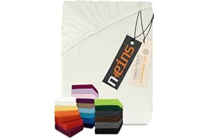 npluseins klassisches Jersey Spannbetttuch - vielen Farben + Größen - 100% Baumwolle 159.192, 120 x 200 cm, naturweiß