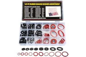 HUAZIZ 141 Stück Dichtungsring Sortiment Gummidichtungen, 18 Größen Fiberringe Unterlegscheibe O-Ringe Dichtringe im Set für die Anwendung im Sanitärbereich Dichtungselemente Hahnanschluss