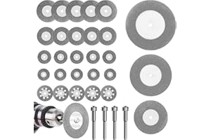 FINDIR Diamant Trennscheibe 32 Set Mini Schneidscheibe 16-60mm diamantscheibe Metall Trennscheiben mit 4 Stück 3 mm Spanndorn Dremel Zubehör für Stein Holz Fliesen Glas Kunststoff