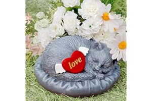 GW BOX Cat Memorial Stone Garden Decor,Sleeping Cat Outdoor Ornament Pet Grave Marker Tribute Statue Cat Cemetery Headstone for Home,Patio,Yard Decor and Loss of Cat