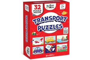 GiniMini Transport Puzzle for Kids 2 3 4 5 Years | Educational 2 Piece Puzzle for Memory & Motor Skills | Return & Birthday Gifts for Boys & Girls
