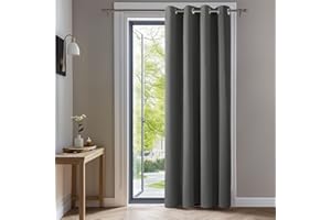 Deconovo Rideau Thermique Isolant Anti Froid, 132x160 CM (Largeur x Hauteur), Rideaux Occultant pour Salon et Chambre, Design Moderne à Oeillets, Gris Clair, 1Pièces