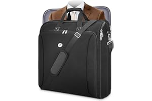MATEIN Travel Garment Bags for Business Trip, 50" Large Double Layer Suit Carriers for Men and Women, Foldable Wrinkle-Free Suit Travel Bag with Shoulder Strap for Up to 6 Suits, for Wedding, Black