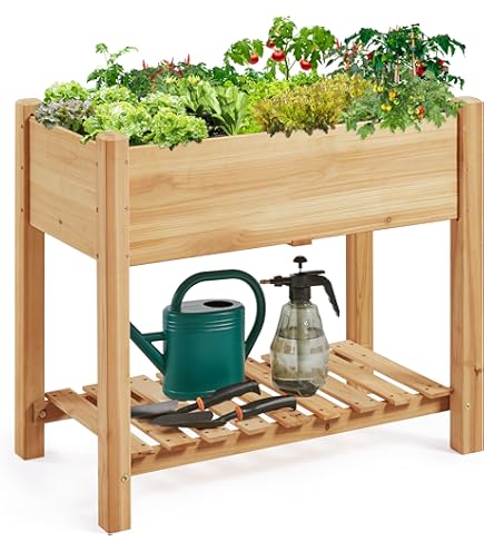 Outsunny Verhoogd bed plantenbak bloembak bloempot afwatering non-woven doek massief hout Outsunny Verhoogd bed plantenbak bloembak bloempot afwatering non-woven doek massief hout