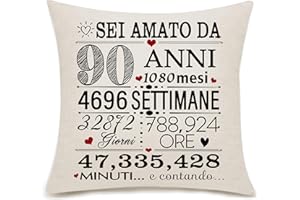 Bacmaxom 90 anni Regalo per uomini 90° compleanno Regalo copricuscino per uomini Lui Papà Nonno Zio Marito Fratello Amici Regalo per 90° compleanno (90-lui)