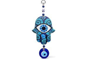 MYSTIC JEWELS - Hamsa della Mano di Fatima in Legno con Occhio Turco per buona Fortuna e energia in casa