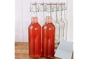 12 x Glasflaschen 750 ml mit Bügelverschluss – Weiß Glasflasche Likörflaschen zum Befüllen – Essig & Öl Flaschen, Saftflaschen zum Einkochen Gläser mit Bügelverschluss wiederverwendbar (Weiß, 12 Stk.)