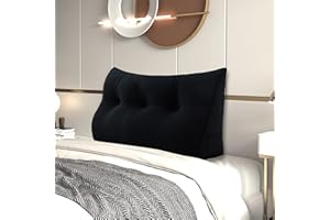 ‎JOHNEAR Johnear Back Cushion Bed Wedge Cushion Sofa Backrest Reading Cushion Backrest Cushion Triangular Pillow Lumbar Cushion with Removable Velvet Cover (Black, 100 cm