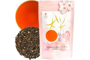 YAMASAN KYOTO UJI Sakura Black Tea Loose Leaf (80g) - Blending Benifuki and Japanese Sakura Cherry Blossom Leaves, Floral and Refreshing Wakocha【YAMASAN】