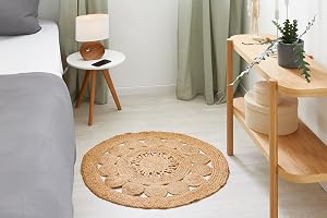 Luxor Living Matta Balo rund boho jute matta sovrum handvävd naturprodukt av naturliga växtfibrer 60 cm rund