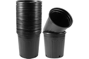 HAKZEON 25 Packs 1 Gallon Nursery Trade Pots, Black Plastic Plant Nursery Pots Round Planter Nursery Pot for Plants Flowers, Succulents, Vegetables, Seedling