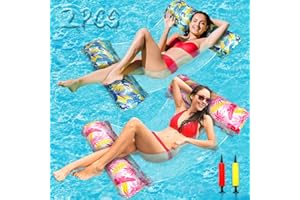 ZPQAODI Colchoneta Piscina Adultos, 2PCS Colchoneta Piscina Hinchable, 4 en 1 Hamaca Inflable Piscina con 2 Bomba de Aire, Multi-Propósito Tumbona Piscina Flotador de Agua Portátil para Piscina, Playa