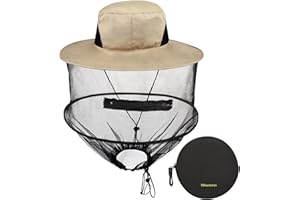 Mbsomnus Mosquito Head Net Hat Dark Midge Head Net Midgie Face Cover Sun Mosquito Hats with Netting Mosquito Net Hat Quick Dry Wide Brim Sun Protection for Outdoor Hiking Camping Gardening
