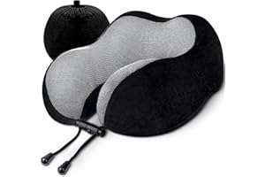 YARRASHOP Travel Pillow Neck Pillow, Memory Foam Neck Pillow for Travel by Planes/Cars/Trains and Home Offices, Travel Neck Pillow and Comfortable Head Support Pillow Soft Sleeping Rest Cushion (Black)