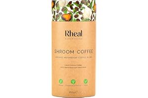 Rheal Shroom Coffee 150g | 60 Servings | Contains 50mg Caffeine Per Cup | Made with Organic Colombian Instant Arabica Coffee & Lion's Mane | 100% Organic & Gluten Free | Plant Based | Certified B Corp