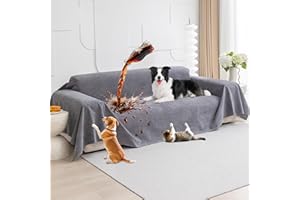 Loiion 100% Funda Impermeable Sofa, Funda Sofá 2 Plazas, Protector de Muebles para Perros, Protector Sofa para Gatos Arañazo y Perros Mascotas, Antideslizante Antimanchas, Gris, 300x180cm