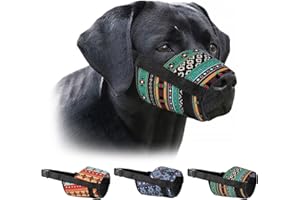 MUROM Pattern Dog Muzzle for Small Medium Large Dogs Puppy Print Adjustable Breathable Pet Muzzles Anti Barking Biting Mouth Cover (Tribal, L/XL)