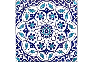 Cerames Taner - Coloridos azulejos turcos, 1 paquete - 0.48m2 (12 piezas), azulejos de cerámica Iznik con patrón, 20x20, ideal para la cocina o el baño.