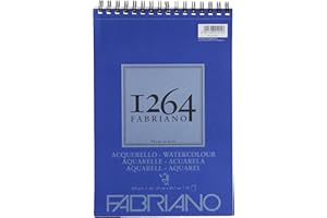 Honsell Fabriano Watercolour 19100649 Spiral Bound Sketch Pad 1264 300 g/m² DIN A4 30 Sheets Natural White Satin Paper with Medium Grain Acid for All Drying Techniques