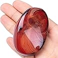 UFEEL Banded Agate Palm Stone Crystal Natural Chakra Reiki Polished Healing Oval Pocket Worry Stone Crystals for Anxiety Stress Relief Therapy