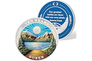 AtSKnSK Moneda de sobriedad de 10 a 10 años de sobriedad renacer HA NA AA para adictos a la recuperación de fichas medallones narcóticos anónimos alcohólicos regalos para hombres y mujeres (10 años)