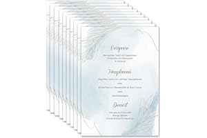 ‎MAVANTO Menükarten Hochzeit zum Bedrucken DIN A5 - Blanko Speisekarten Getränkekarten individuell anpassbar für verschiedene Anlässe (10x Stück, Goldblätter)