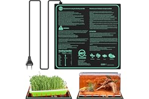 Leikurvo - Alfombra calefactora para plantas (50 x 52 cm, para germinación de plántulas y animales domésticos, 45 W, con termostato para reptil y temperatura del dragón, seguro y duradero