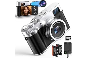 5K Aparat cyfrowy, NEZINI 48MP Aparat cyfrowy z podwójnym obiektywem, Vlogging Aparat z kartą 32G/przeglądarką, Cyfrowy kompaktowy aparat selfie dla początkujących, nastolatków