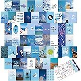 60-teiliges Wand-Collage-Set, ästhetische Raumdekoration für Schlafzimmer, blaue Foto-Kunst-Bilder, Collagen-Kit für Teenager