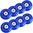 TOBWOLF 70mm/ 76mm 82A /84A Inline Skate Wheels, 8 Pack Replacement Roller Skating Wheels for Girls & Boys Wheels with Bearings ABEC 7 - Black