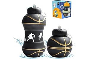 CODiLLO Borraccia, bottiglia pieghevole per bambini in silicone senza BPA, idea regalo (1 litro, cestino nero)