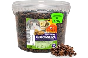 UGF UNDERGROUND FOOD UGF - Seau de 3 litres de vers à Soie séchés, Nourriture pour carpes koï et Poissons de Bassin, Nourriture pour Insectes pour Poissons, Oiseaux, Hamsters, hérissons, rongeurs, lézards, Tortues