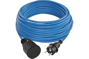 EMOS Odporny na mróz przedłużacz Schuko, niebieski kabel o długości 20 m, 1,5 mm², z nasadką ochronną, IP44 wodoszczelny i odporny na mróz, do użytku na zewnątrz, w przemyśle, na placu budowy
