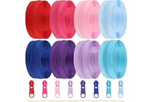 DOITEM Cremalleras de 2,8 mm, juego de cremalleras de nailon sin fin con deslizador y cremallera para costura y manualidades, 8 colores