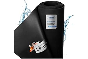 TeichVision Bâche EPDM de qualité supérieure pour bassin - Épaisseur : 1,5 mm - 4,57 m x 2 m - Film EPDM naturel noir - Particulièrement durable / convient également comme bâche de parterre surélevée