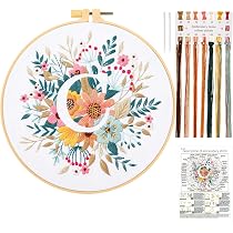 Kit Débutant Broderie Point De Croix – Motif Fleurs Et Papillons – Cerceau, Fil, Aiguilles Et Instructions Inclus - 6