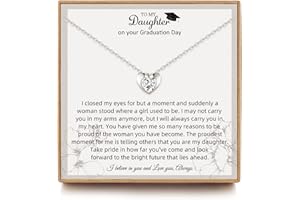 JOSYANDLOVE Graduation Gifts for Daughter, Graduation Gifts for Her, Sterling Silver Crystal Heart Necklace for women, College Graduation Gifts from Mom or Dad, Graduation Presents for Her