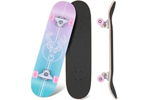 WeSkate Skateboard 31''x8'' Skate Board Debutant Adultes Adolescents Enfants 7 Couches en Bois D’érable avec 55mm 85A Roues et Roulement ABEC-11 Skate Concave Trick Skateboard