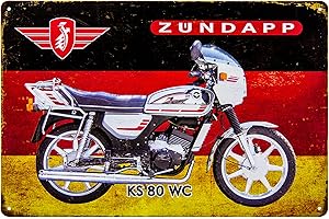 LUCKYLINDE - Blechschild passend für Zündapp Moped Fans - Retro Oldtimer Schild, Werkstatt, Garagen Deko (20 x 30 cm)