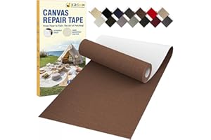 XROAM Tessuto Adesivo per Stoffa, 8 x 160 cm, Stoffa Adesiva per Tessuti, Esterno Impermeabile Patch Tessuto Adesivo per Copri Barche, Divani, Tende da Campeggio Nastro Adesivo per Stoffa Marrone Scuro