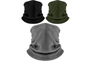 BBTO Neck Warmer 3 Pieces Winter Fleece Neck Gaiter Windproof Neck Scarf Thick Snood Scarf Thermal Running Neck Gaiter Balaclava