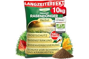 DÜNGEMEISTER Herbst Rasendünger – mit Langzeitwirkung und KaliumschutzPlus Formel für extrem winterfesten, sattgrünen Rasen! Perfekte Widerstandsfähigkeit gegen Frost & Krankheiten (10kg)