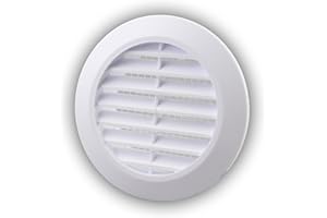 MKK Lüftungsgitter Abschlussgitter rund Ø 90 mm weiß T44w mit Insektennetz Gitter ABS Kunststoff witterungsbeständig Insektenschutz