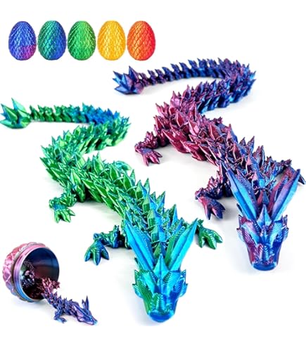 Huevo De Dragón Impreso En 3D – Figura Articulada Con Dragón De Cristal, 2 Piezas, Colores Combinados, Decoración Y Fidget Para Oficina, Hogar O Regalo