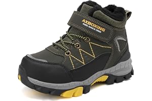 TARELO Winterschuhe Kinder rutschfeste Winterstiefel Mid Schneestiefel Jungen Unisex Gefütterte Wanderschuhe 32-39